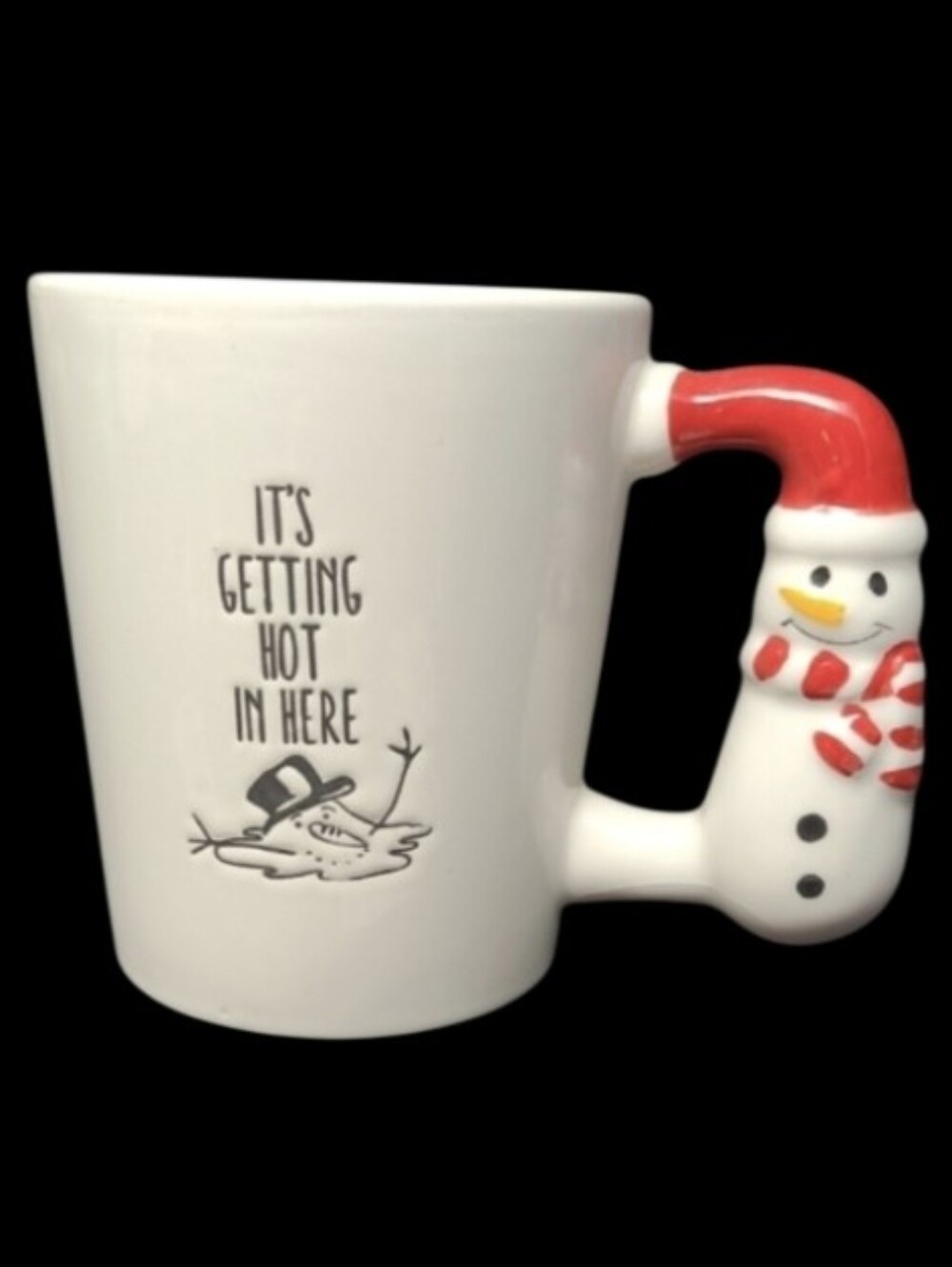 2019 CALIFORNIA PANTRY-SNOWMAN HANDLE "IT'S GETTING HOT IN HERE" MUG (NWOT)